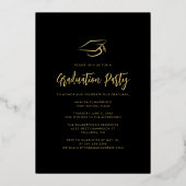 Abschluss 2025 Foto Collage Grad Party Gold Folieneinladung (Rückseite)