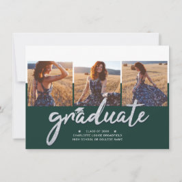 Abschluss 2025 Foto Collage Grad Party Green Einladung