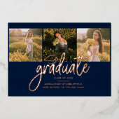 Abschluss 2025 Foto Collage Grad Rose Gold Folieneinladung (Vorderseite)