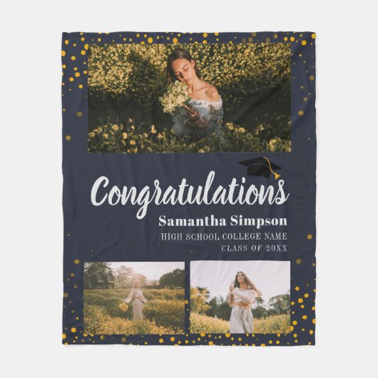 Abschluss 2025 Foto Collage Graduate Keepake Fleecedecke (Vorderseite)