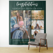 Abschluss 2025 Foto Collage Green Modern Grad Wandteppich (Beispiel)