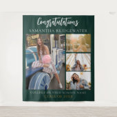 Abschluss 2025 Foto Collage Green Modern Grad Wandteppich (Vorderseite)