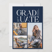 Abschluss 2025 Foto Collage Navy Blue Grad Party Einladung (Vorderseite)