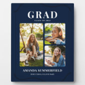 Abschluss 2025 Foto Collage Navy Blue Keepake Fotoplatte (Vorderseite)