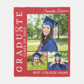 Abschluss 2025 Foto Collage Red Grad Keepake Fleecedecke (Vorderseite)