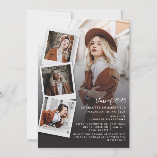 Abschluss 2025 Foto Collage Script Einladung (Vorderseite)