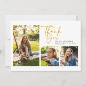 Abschluss 2025 Foto Collage Script Graduate Dankeskarte (Vorderseite)