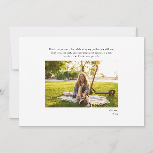 Abschluss 2025 Foto Collage Script Graduate Dankeskarte (Rückseite)