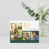 Abschluss 2025 Foto Collage Script Graduate Dankeskarte (Stehend Vorderseite)