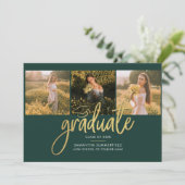 Abschluss 2025 Foto Collage Script Green Ankündigung (Stehend Vorderseite)