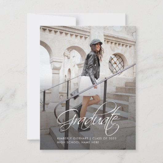 Abschluss 2025 Foto Grad Bekanntgabe Mitteilungskarte (Vorderseite)