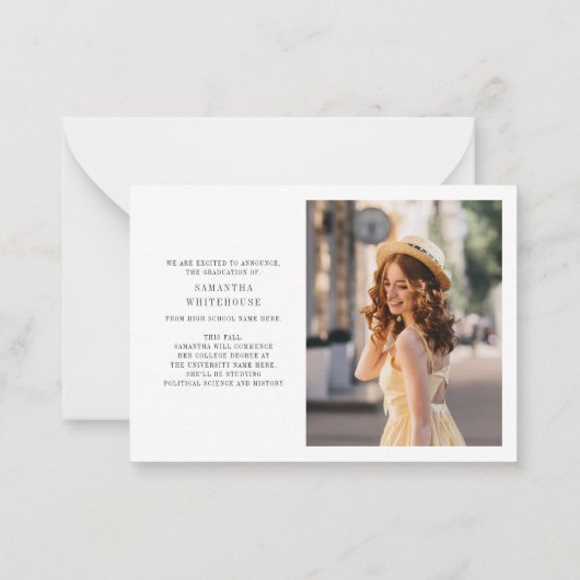 Abschluss 2025 Foto Grad Bekanntgabe Mitteilungskarte (Rückseite)