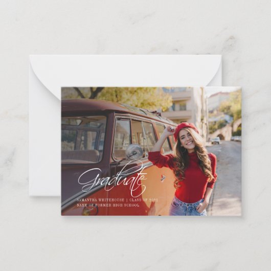 Abschluss 2025 Foto Grad Bekanntgabe Mitteilungskarte (Vorderseite)