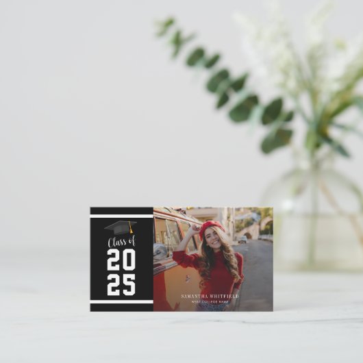 Abschluss 2025 Foto Grad Party Umschließungskarte Begleitkarte (Stehend Vorderseite)