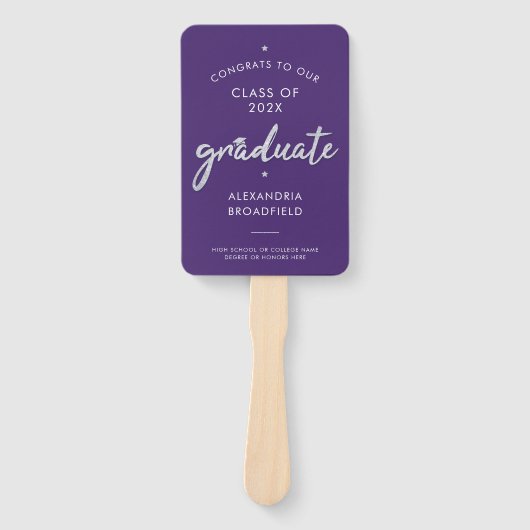 Abschluss 2025 Foto Lila Grad Party Fächer (Vorderseite)