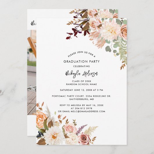 Abschluss 2025 Foto-Party Einladung (Vorne/Hinten)