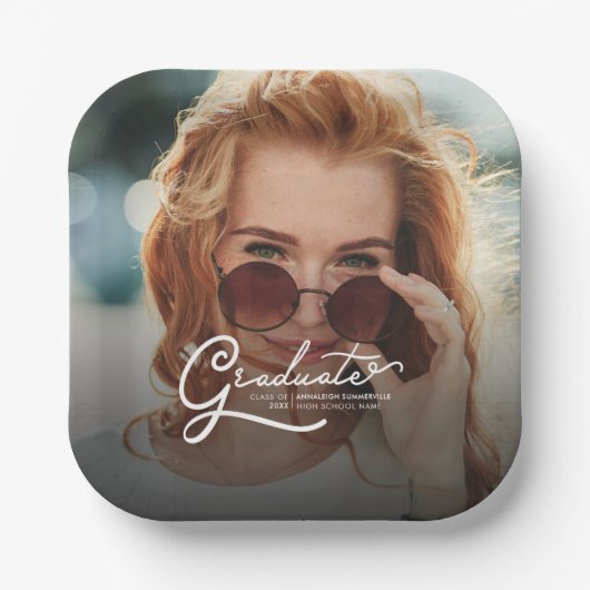 Abschluss 2025 Foto Script-Party Pappteller (Vorderseite)