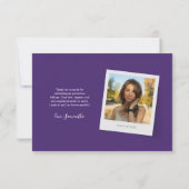 Abschluss 2025 Foto Silberner Glitzer Grad Lila Dankeskarte (Rückseite)