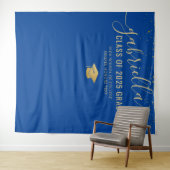 Abschluss 2025 Foto Stand Selfie Hintergrund Blau Wandteppich (Beispiel (Horizontal))