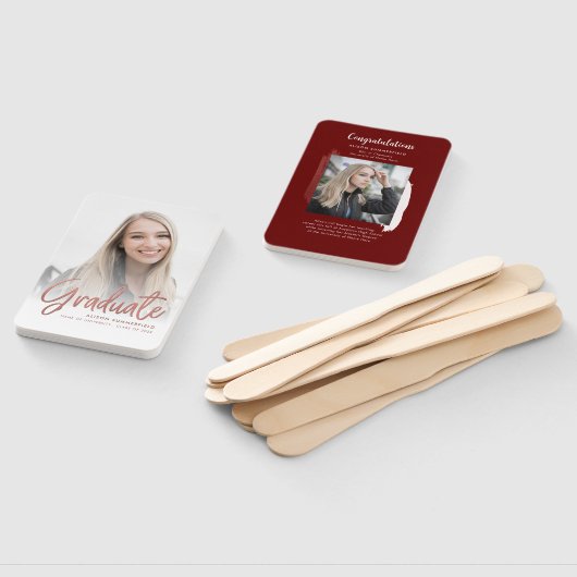 Abschluss 2025 Foto White Rose Gold Grad Fächer (Non-assembled)