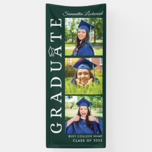 Abschluss 2025 FotoCollage Green und White Grad Banner