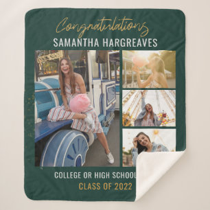 Abschluss 2025 FotoCollage Modern Grad Green Sherpadecke