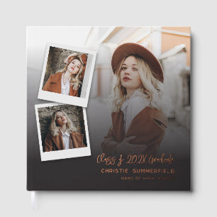 Abschluss 2025 Fotocollage Script Rose Gold Gästebuch