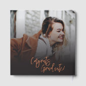 Abschluss 2025 Fotocollage Script Rose Gold Gästebuch (Rückseite)