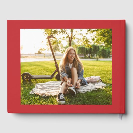 Abschluss 2025 Fotos Grad Party Rot Moderne Gästebuch (Rückseite)