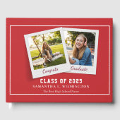 Abschluss 2025 Fotos Grad Party Rot Moderne Gästebuch (Vorderseite)