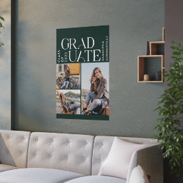 Abschluss 2025 Fotos Grüne und Weiße Absolventen Poster