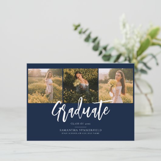 Abschluss 2025 Fotos Navy Blue Grad Bekanntgabe (Stehend Vorderseite)