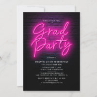 Abschluss 2025 Fotos Rosa Neon Graduate Party