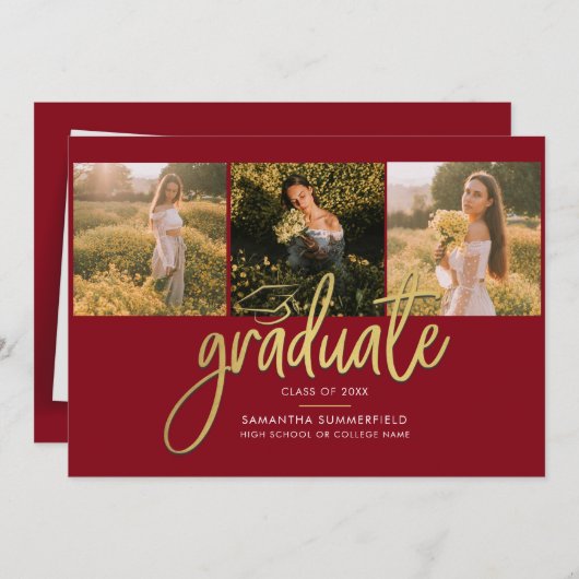 Abschluss 2025 Fotos Script Modern Ankündigung (Vorne/Hinten)