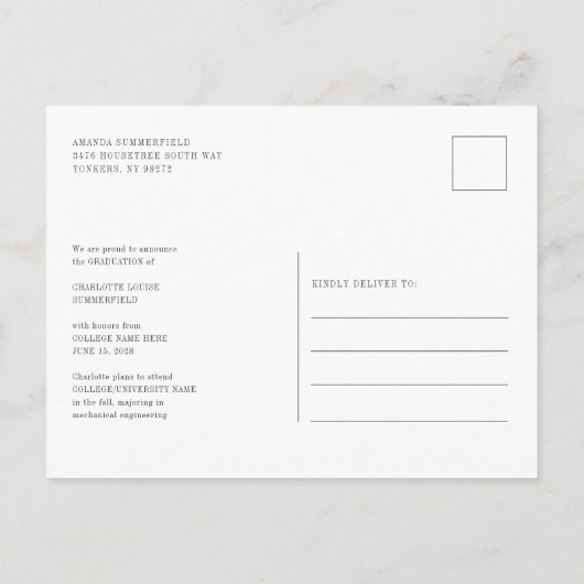 Abschluss 2025 Fotos Skript Ankündigungspostkarte (Rückseite)