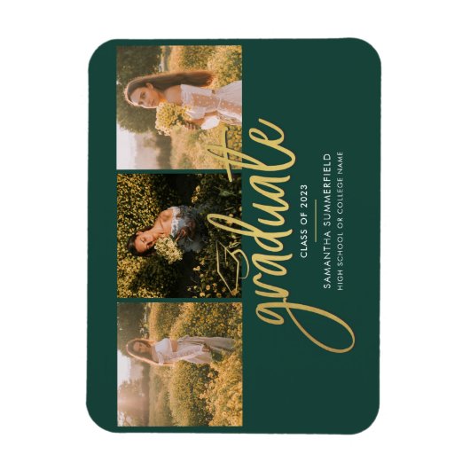 Abschluss 2025 Fotos Skript Grüne Ankündigung Magnet (Vertikal)