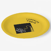 Abschluss 2025 Gelb Pappteller (Schrägansicht)