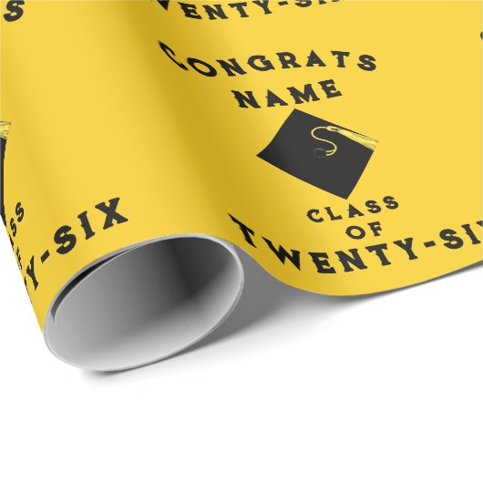 Abschluss 2025 Gelbes Geschenk Geschenkpapier (Rolleneckpunkt)