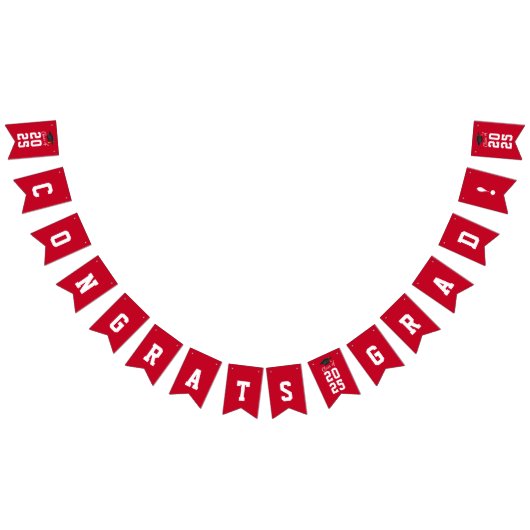 Abschluss 2025 Glückwunsch Grad Red White Wimpelkette (Alle)