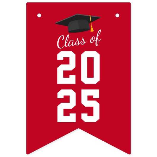 Abschluss 2025 Glückwunsch Grad Red White Wimpelkette (Erste Fahne)