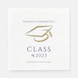 Abschluss 2025 Gold Cap Grad Typografie Party Serviette