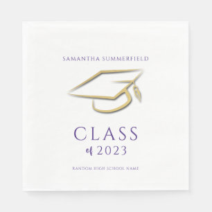 Abschluss 2025 Gold Cap Grad Typografie Party Serviette