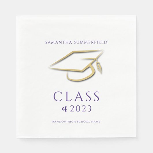 Abschluss 2025 Gold Cap Grad Typografie Party Serviette (Vorderseite)