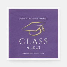 Abschluss 2025 Gold Cap Lila Grad Party Paper Serviette