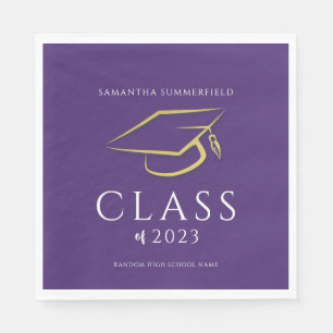 Abschluss 2025 Gold Cap Lila Grad Party Paper Serviette
