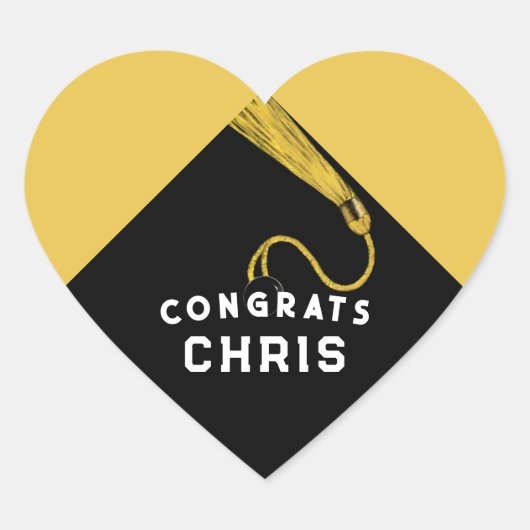 Abschluss 2025 Gold Herz-Aufkleber (Vorderseite)