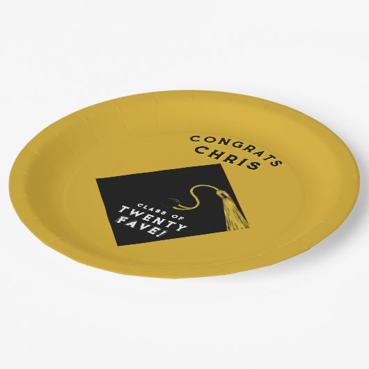 Abschluss 2025 Gold Pappteller (Schrägansicht)