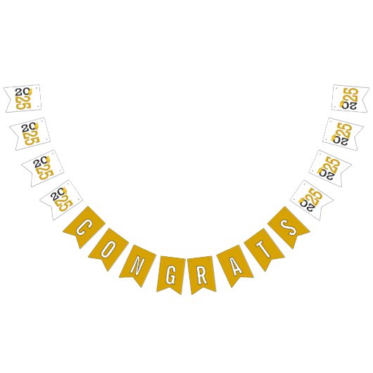 Abschluss 2025 Gold und Schwarz Wimpelkette (Alle)