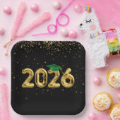 Abschluss 2025 Goldballons und Grüne Obergrenze Pappteller (Party)