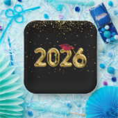 Abschluss 2025 Goldballons und Rote Cap Pappteller (Party)